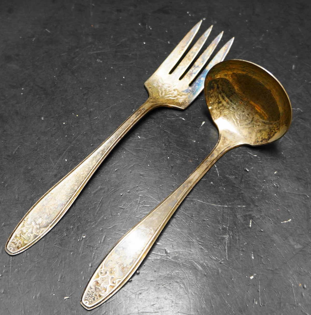 Lady Doris Silverplate Gravy Ladle Medium Cold Fork Pair