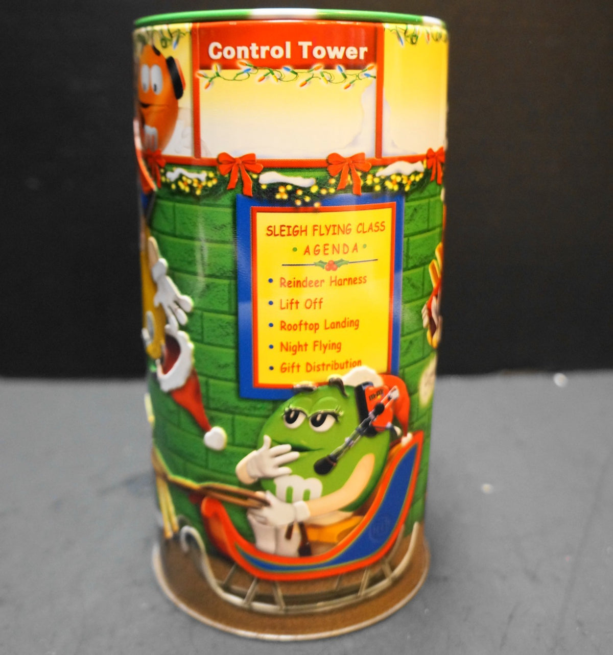 M&Ms Christmas Village 2004 Canister 19 Embossed Tin Control Tower