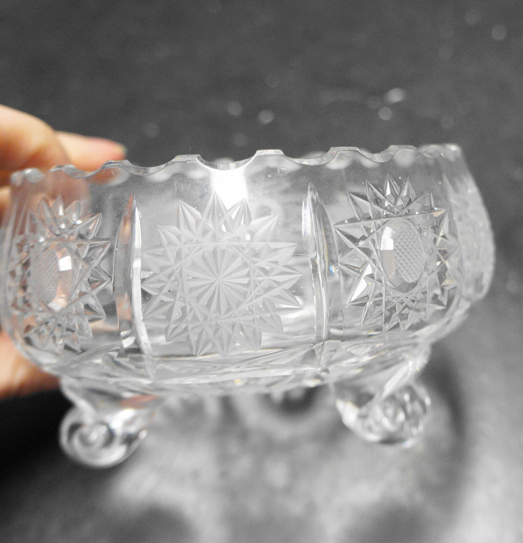 Bohemia Crystal Queen's Lace Small Bowl Three Toed