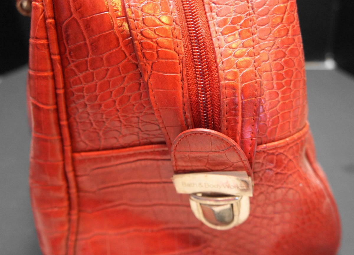 Bath & Body Works Red Moc Croc Faux Vegan Leather Duffle Bag Carry On