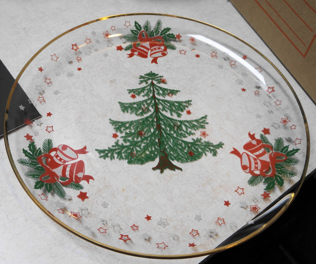 Crystal Clear Industries Holiday Festival Christmas Tree Bells Tray Platter