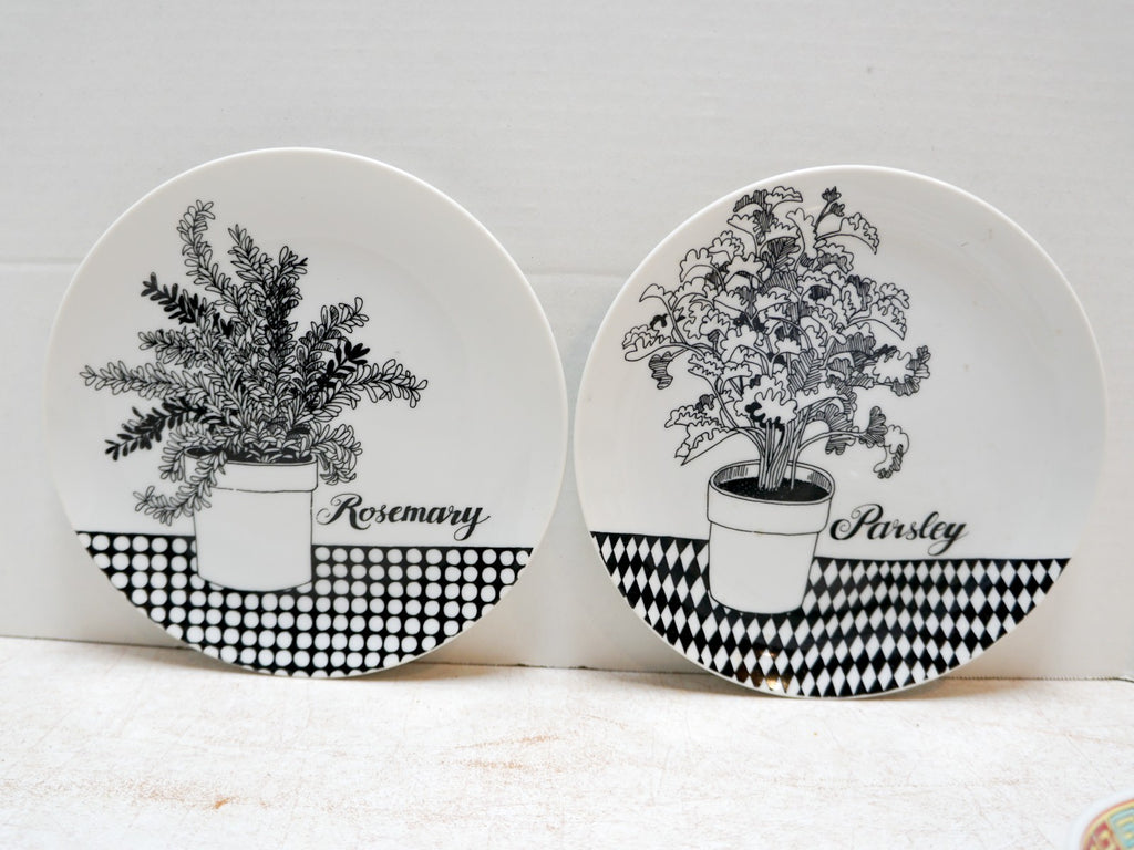 SOLD Fitz and Floyd Garden Herbs Salad Plates Pair Rosemary Parsley