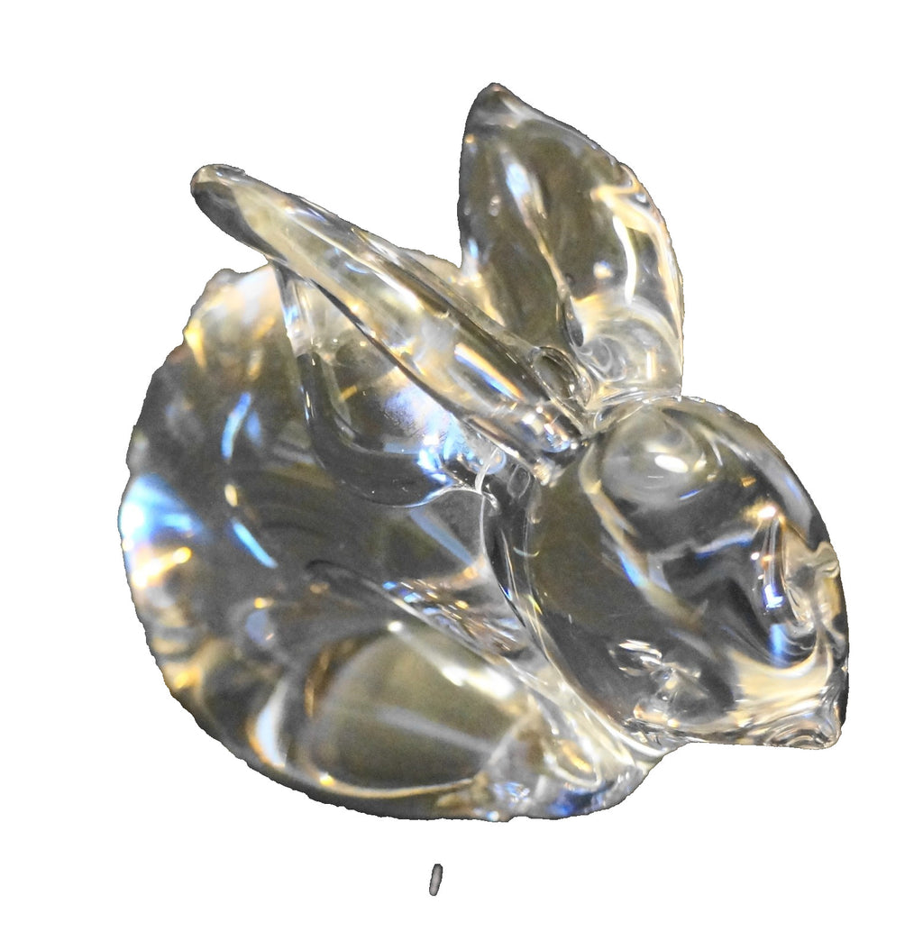 Bunny Rabbit Clear Art Glass Figurine Paperweight Unsigned