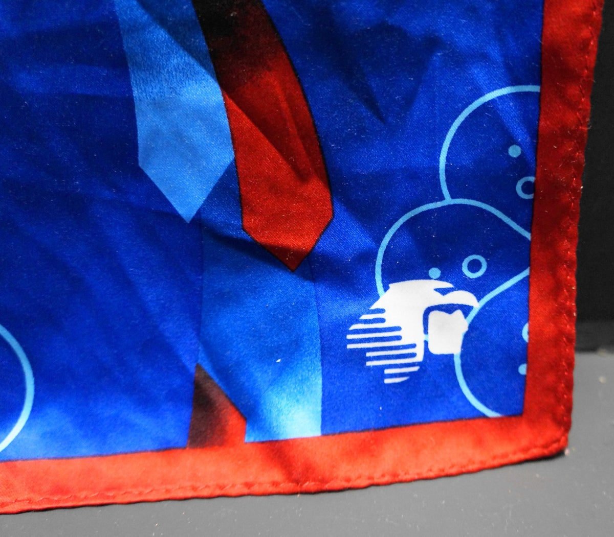 Blue Red Bird of Paradise Silk Scarf Eagle Head Logo