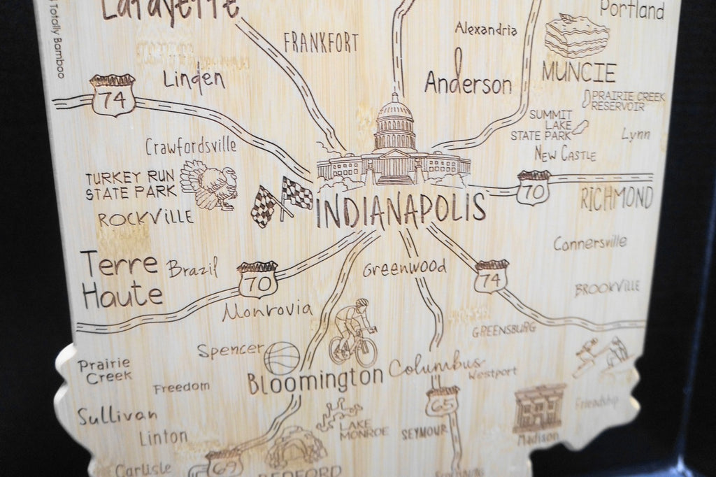 SOLD Totally Bamboo Indiana State Cutting Board Laser Etched 22 x 13