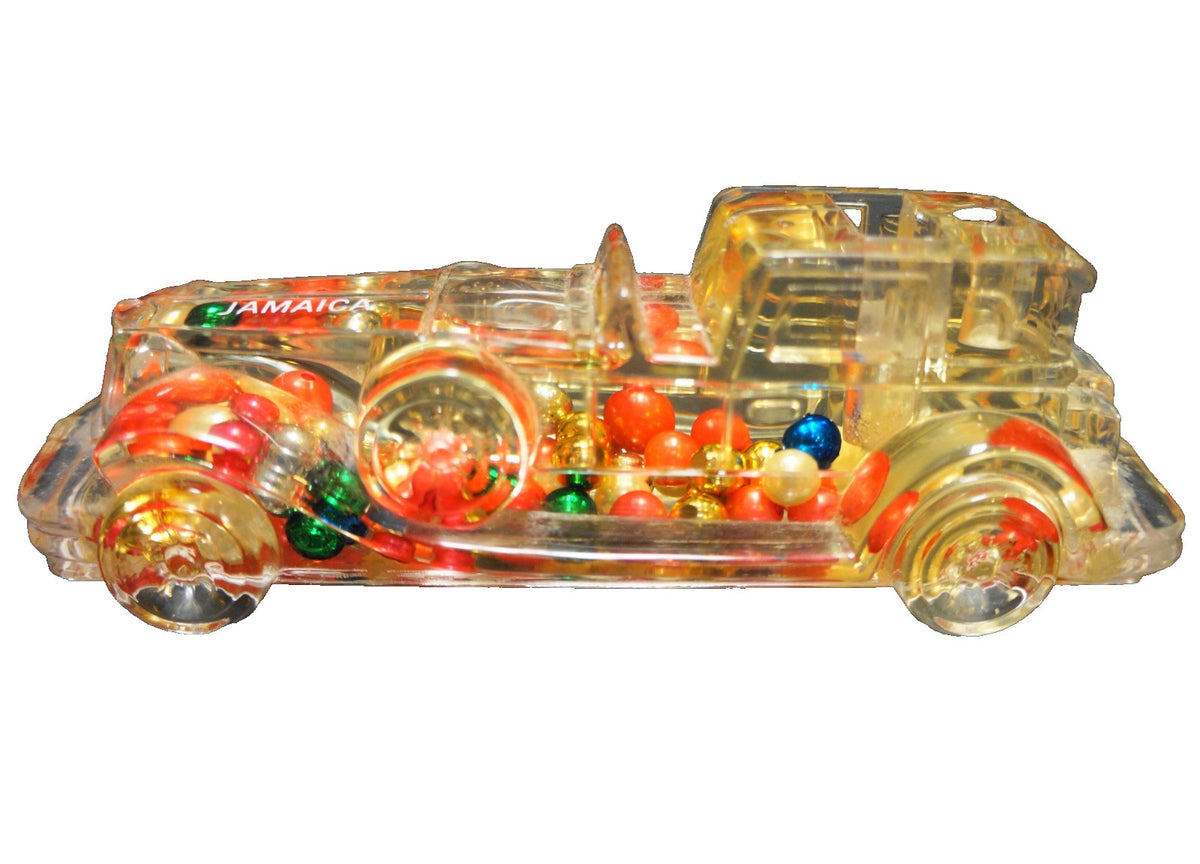 Lucite Acylic Car Pen Holder Jamaica Souvenir Colorful Balls Filled