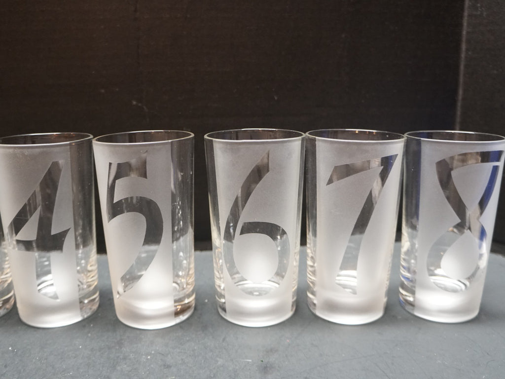 Federal Glass Drinks by Number Frosted Clear Tumblers Set of 8