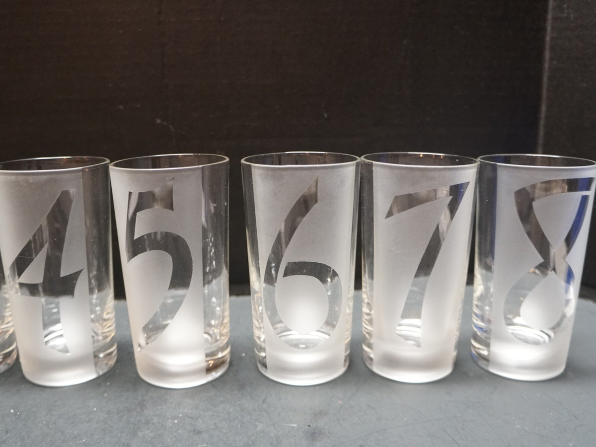 Federal Glass Drinks by Number Frosted Clear Tumblers Set of 8