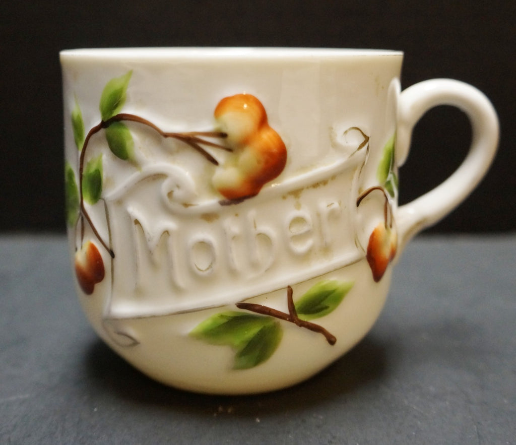Mother Embossed Cherries Porcelain Mug Tea Cup Germany