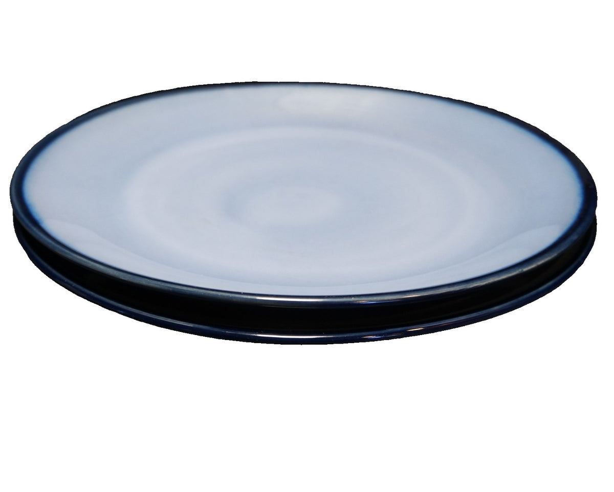 Sango Nova Blue Chop Plates Round Platters Pair 12"