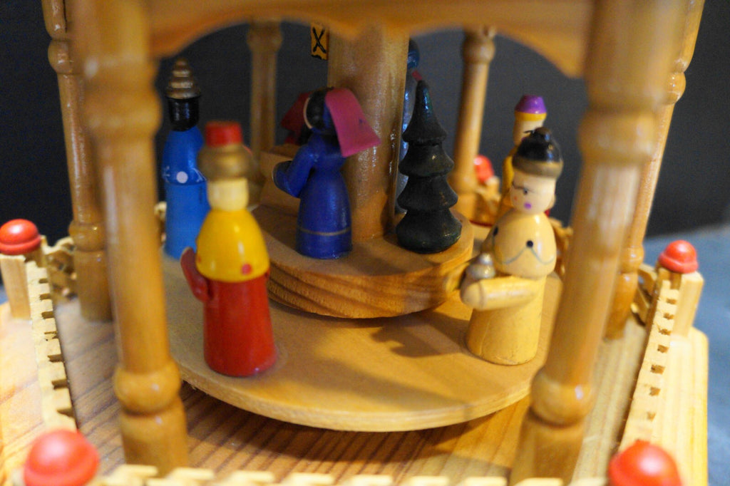 Germany Nativity Carousel Wood Hand Painted Vintage Incomplete