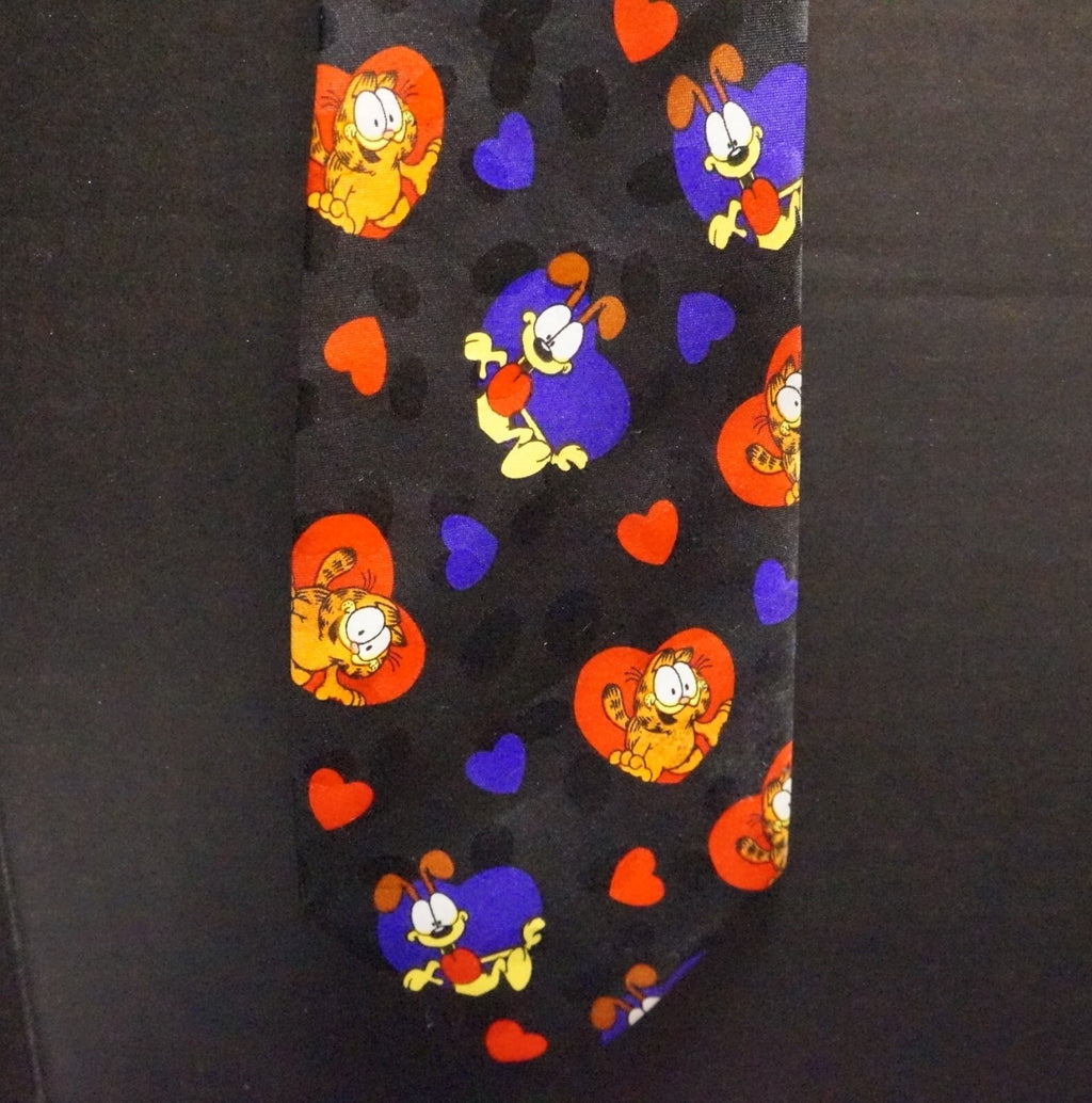 Garfield Odie Hearts Valentine Addiction Polyester Tie Vintage