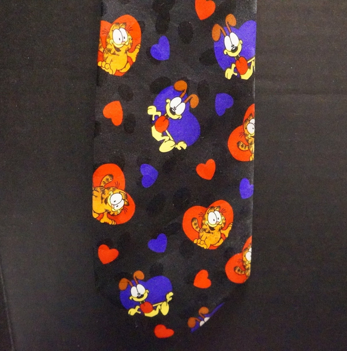 Garfield Odie Hearts Valentine Addiction Polyester Tie Vintage