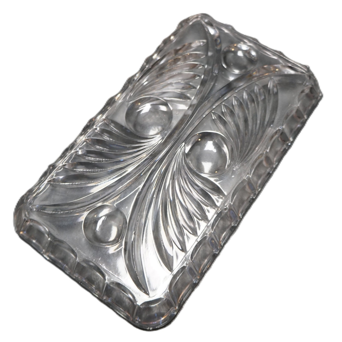 Princess House Swirls and Dots 475 Lead Crystal Cream Sugar Tray Set