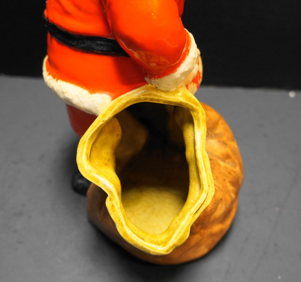Duncan Ceramics 1970s Santa Toy Sack Hand Painted Planter Christmas Decor