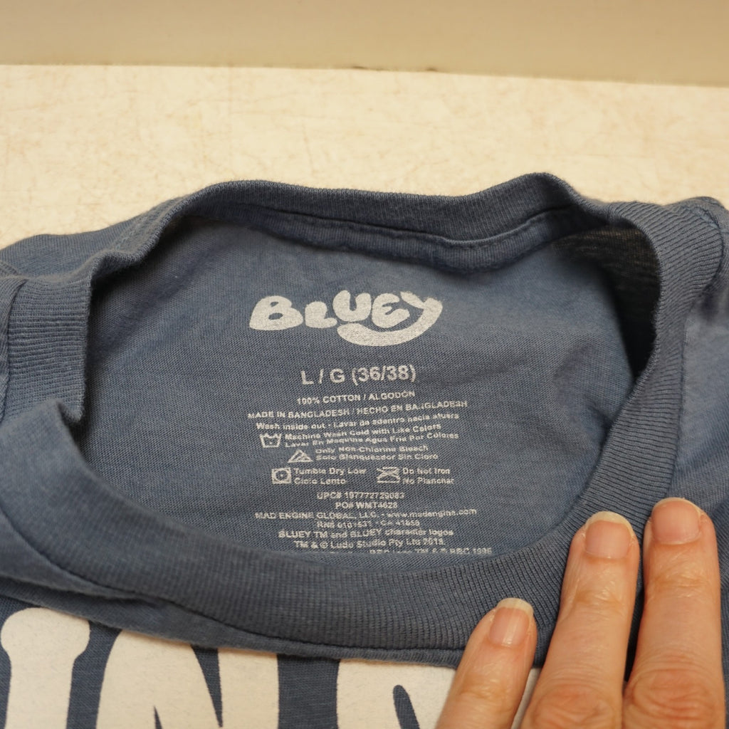 Bluey In My Bandit Era Graphic T-Shirt Mens Large Blue Cotton Short Sleeve Tee