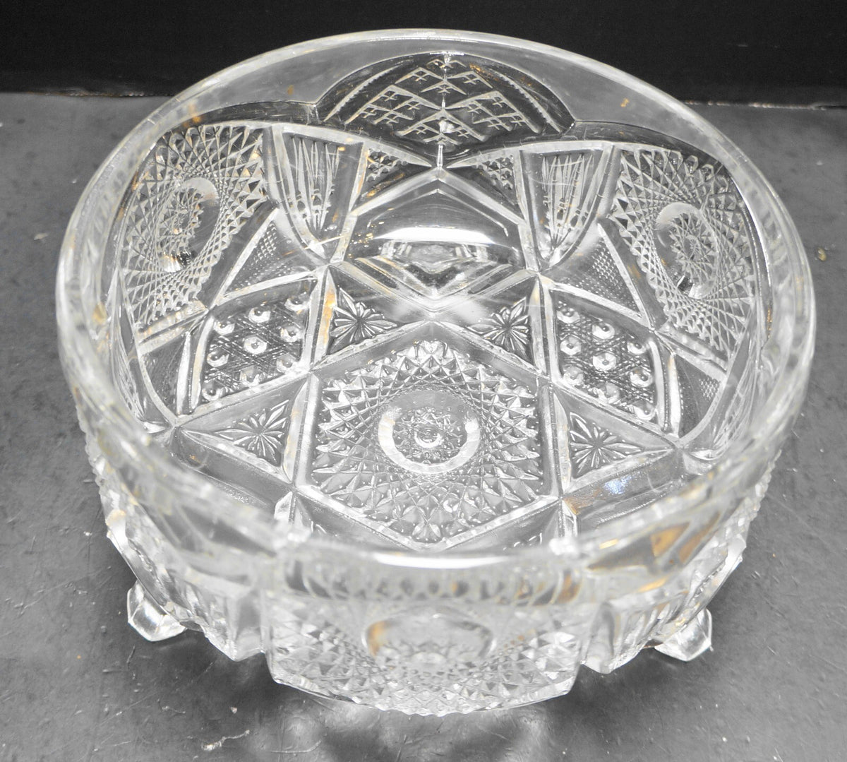 Imperial Glass 587 Hobstar Fern Bowl Three Toed