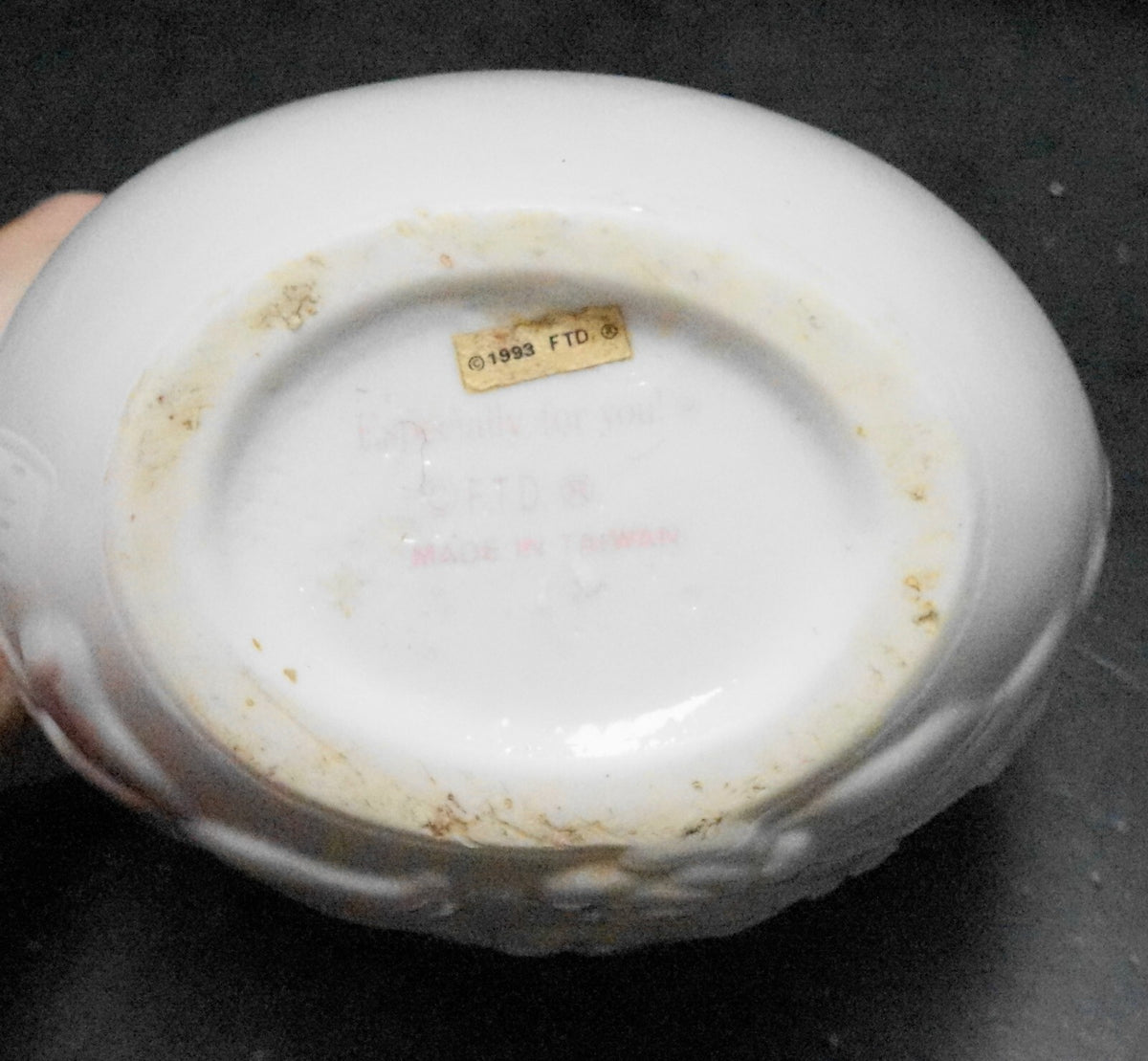 FTD Porcelain Planter Mother Baby Young Childs Holding Hands Pink White 1993