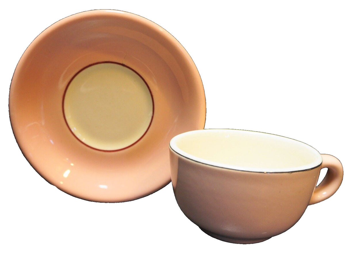 Albert Pick Solid Pink White Cup Saucer Set Restaurant Ware