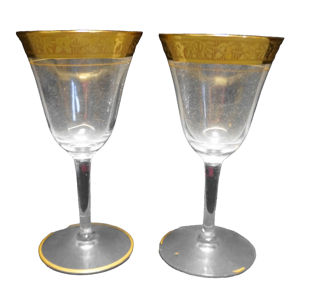 Tiffin Rambler Rose 24K Gold Encrusted Claret Wines Pair 5 3/8"