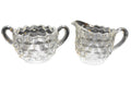 Fostoria American Cream Sugar Pair Clear Glass Cube Cubist