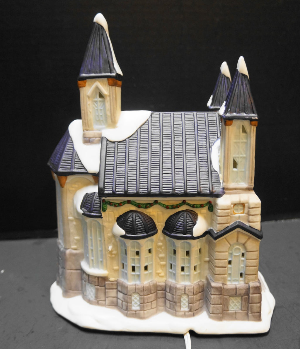 Galleria Fine Porcelain Hand Painted Christmas Village Church Lamp