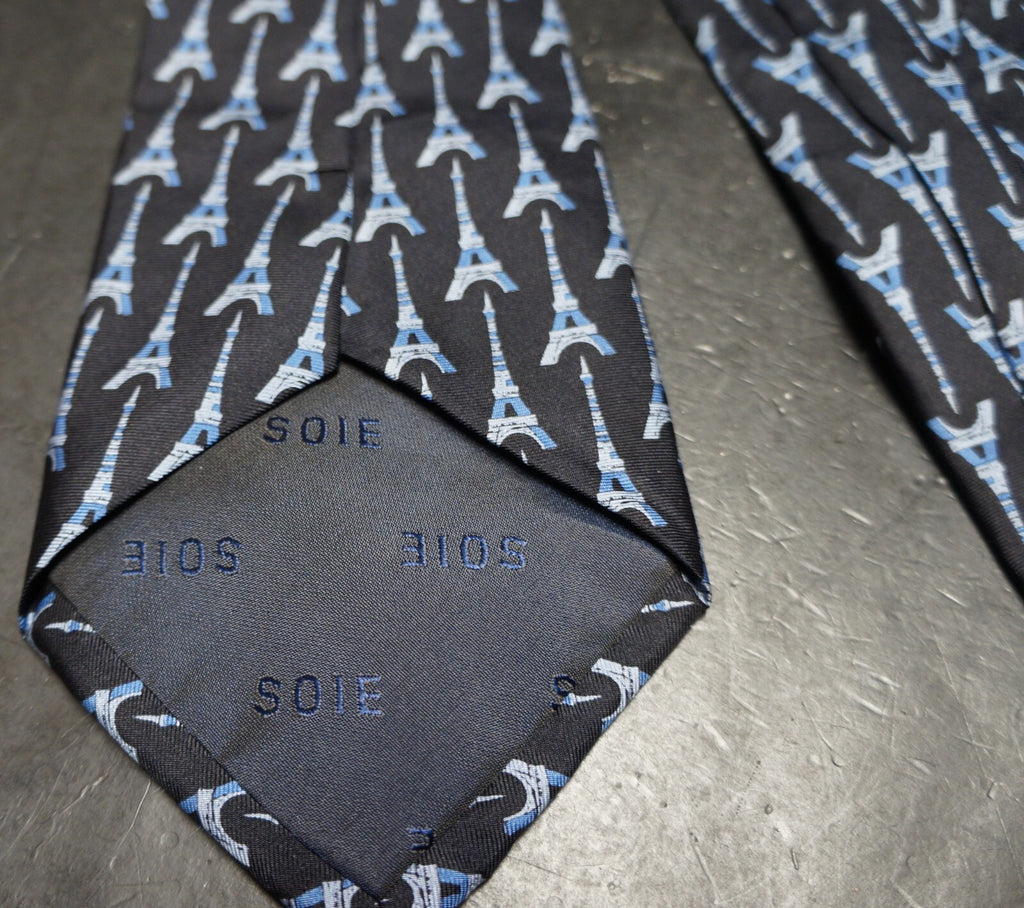 Reflets D'Art La Tour Eiffel Tower Silk Tie Deep Blue