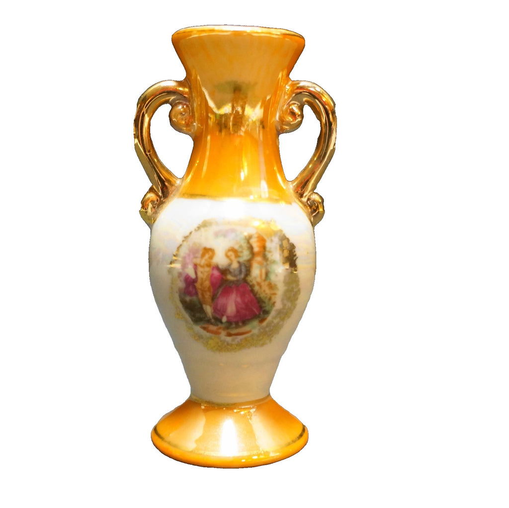 Orange Pearl Lustre Mini Urn Vase Portrait