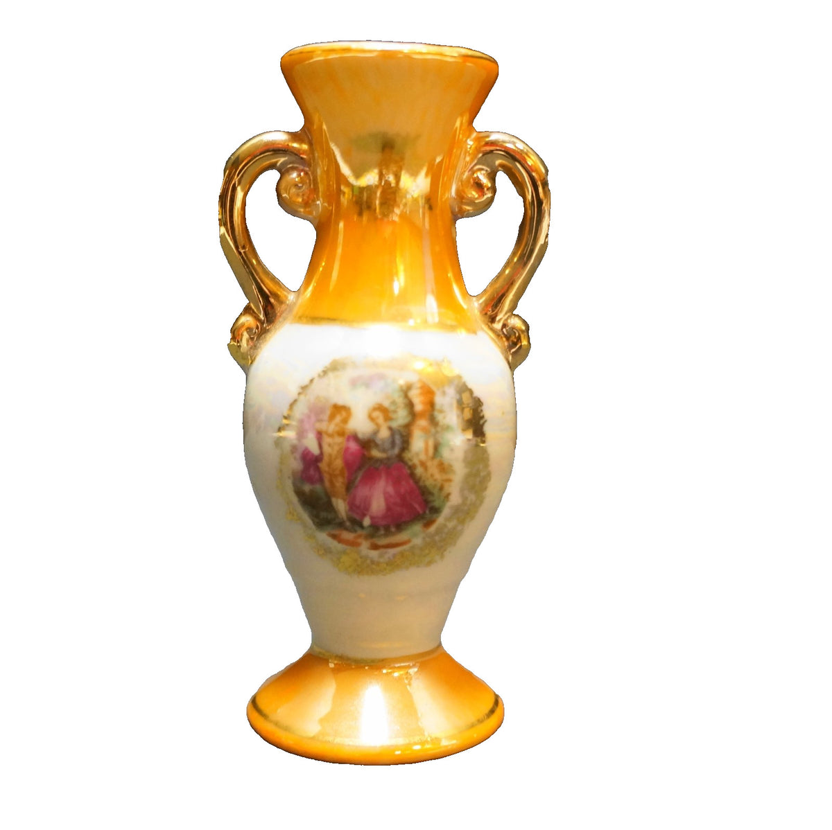 Orange Pearl Lustre Mini Urn Vase Portrait