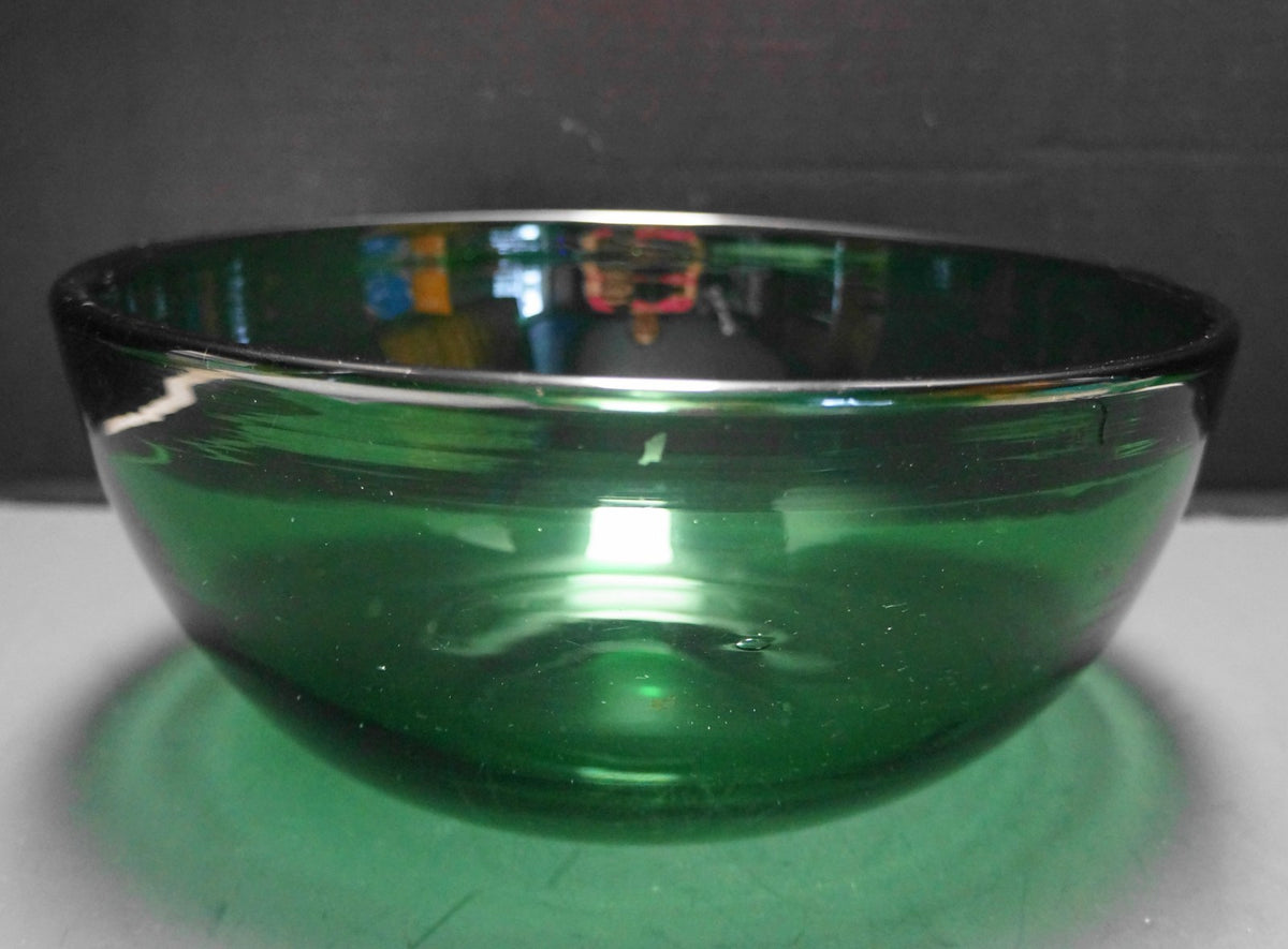 Emerald Green Blown Glass Large Serving Punch Bowl 11 IN