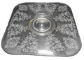 Elegant Floral Etched Glass Square Low Cake Plate Platter