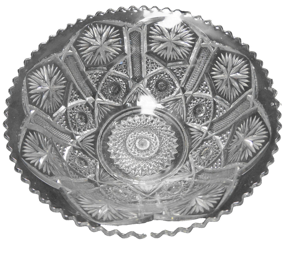 Imperial Star and File Clear Glass EAPG Serving Bowl 8 3/4"