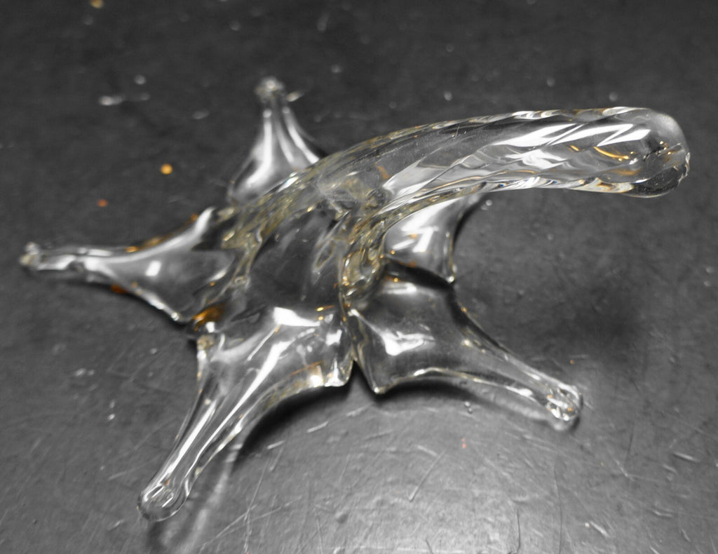 Star Lily Flower Shaped Clear Art Glass Hand Blown Bud Vase
