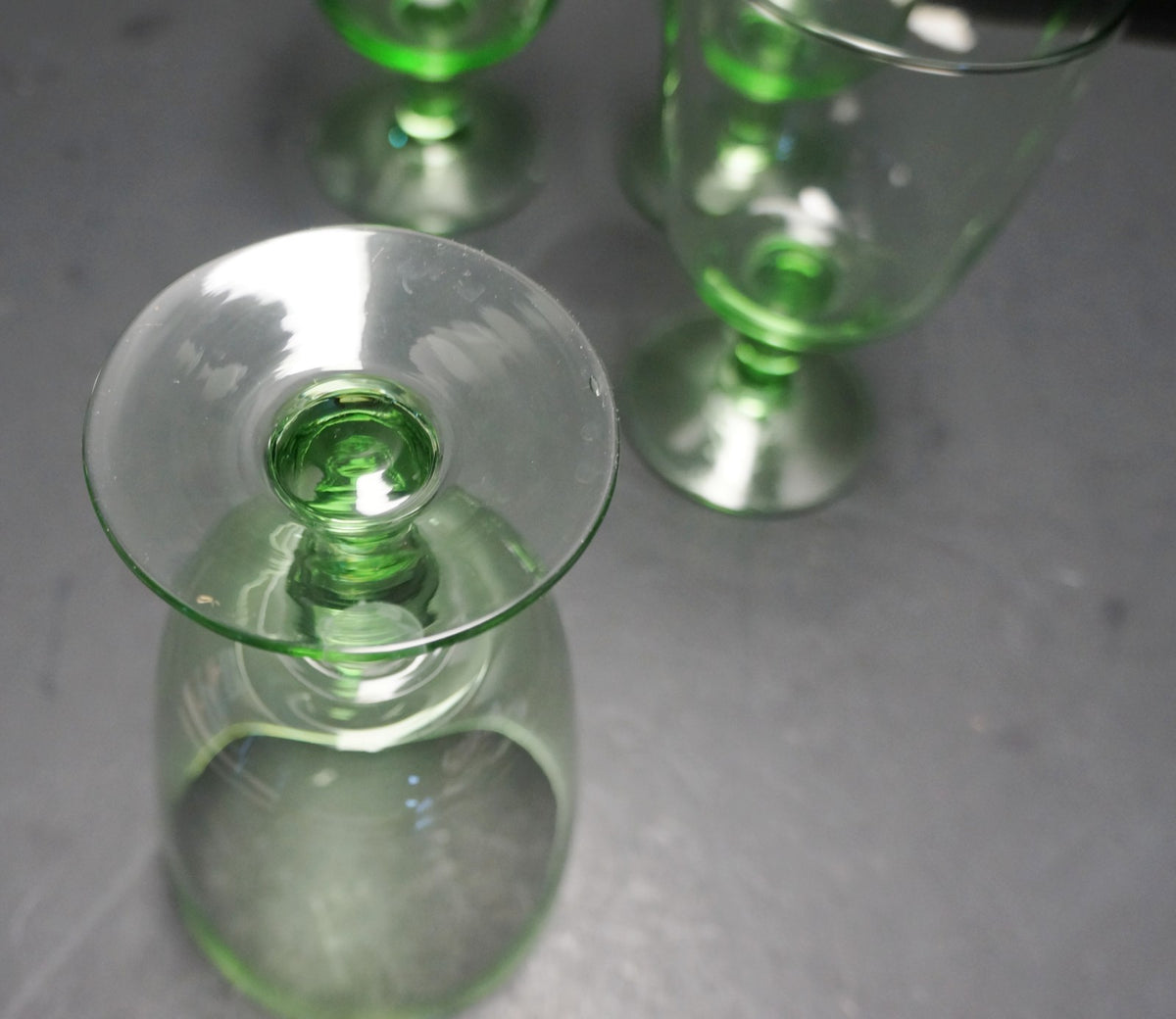 Martha Stewart Farmhouse Green Glass Water Goblets Set of 4
