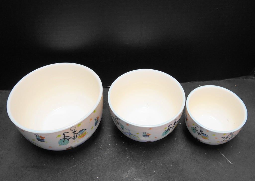 Signature Easter Bicycles Stoneware Nesting Bowls Set of 3