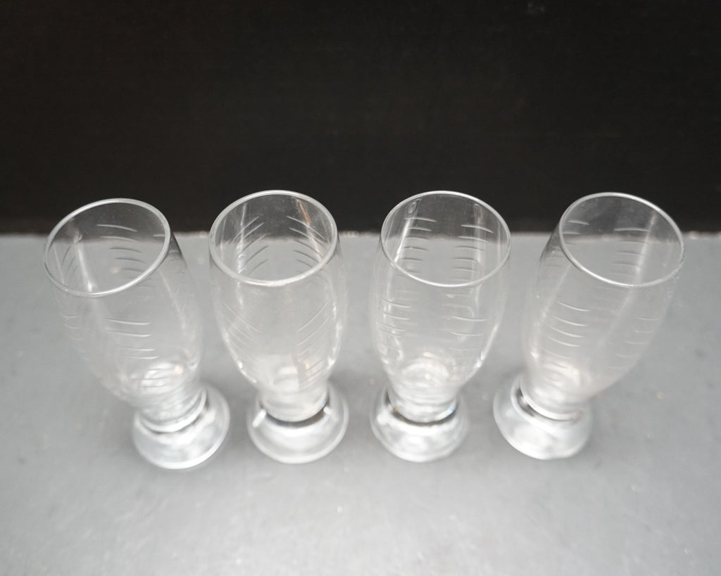 Mikasa Cheers Selections Cut Glass Shot Glasses Set of 4 Cut Angle Chevrons