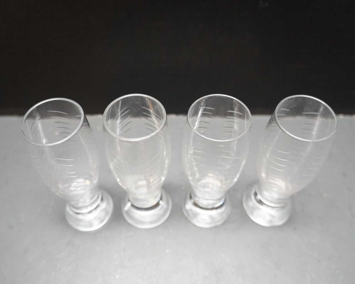 Mikasa Cheers Selections Cut Glass Shot Glasses Set of 4 Cut Angle Chevrons