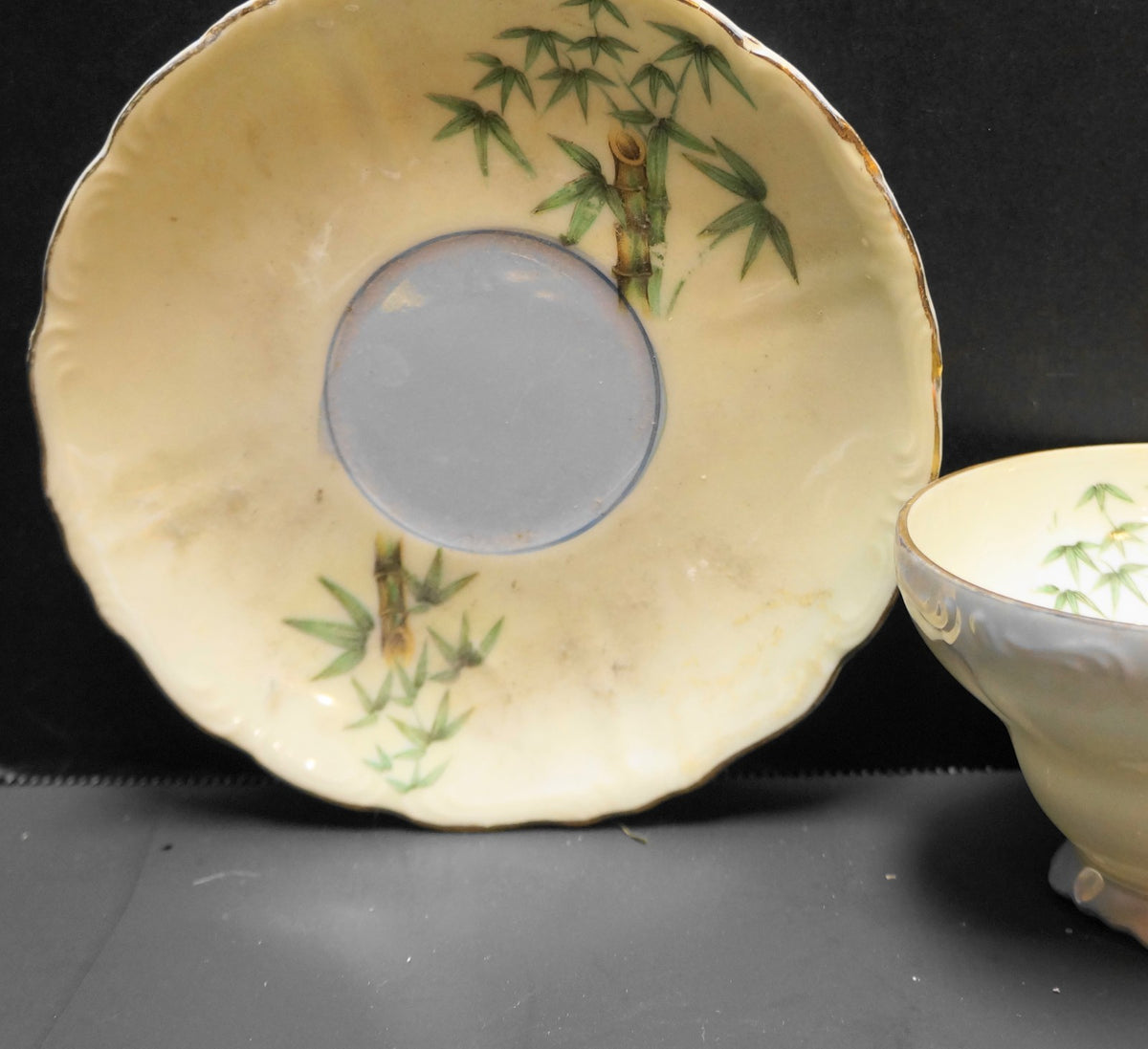 Bamboo Decorated Lustreware Cup Saucer Porcelain