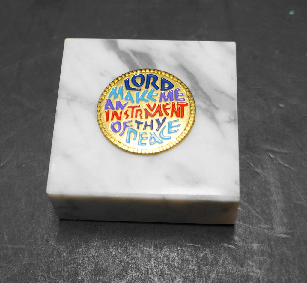 Lord Made Me An Instrument of Thy Peace Carrara Marble Paperweight 2 IN