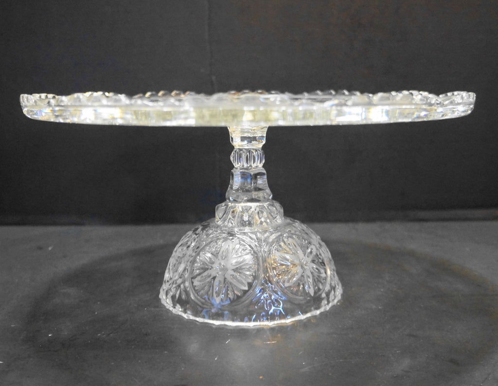 Crystal D'Adriana D'Arlene Lead Crystal Cut Glass Cake Stand Flower Medallion