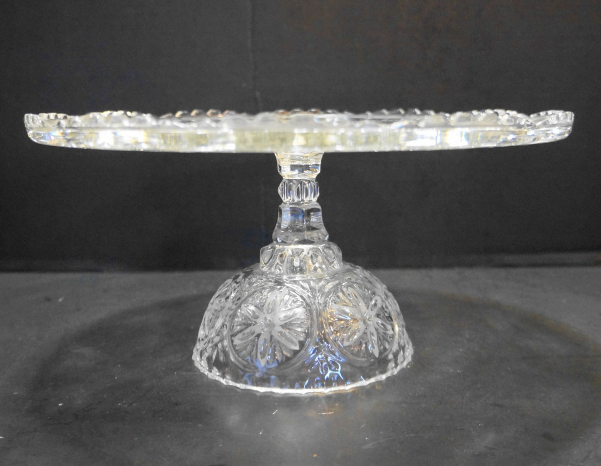 Crystal D'Adriana D'Arlene Lead Crystal Cut Glass Cake Stand Flower Medallion