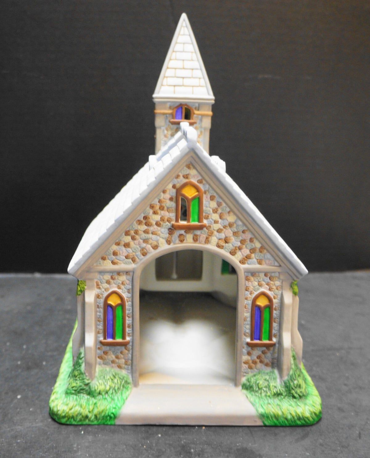 Partylite Olde World Village #2 Church Tea Light Lamp Bisque Porcelain