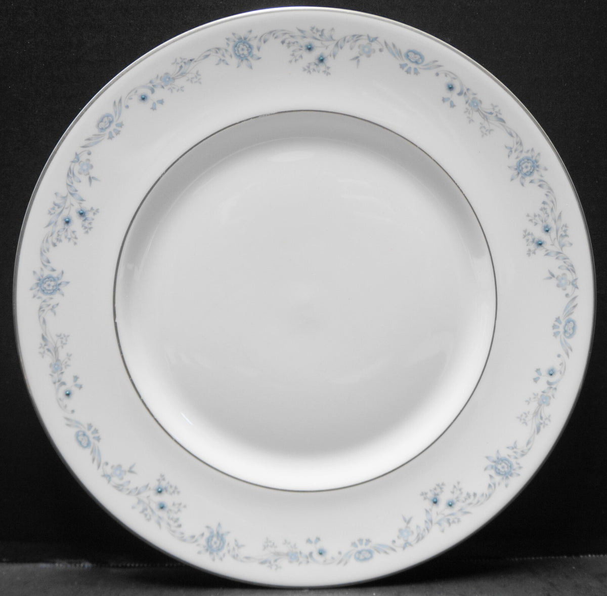 Royal Doulton Angelique Dinner Plate Blue Floral Platinum Trim