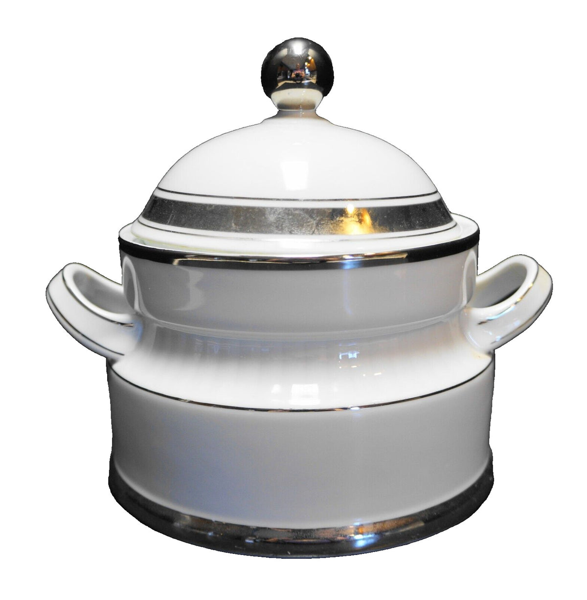 Winterling Bavaria White Sculpted Rib Platinum Trim Tureen