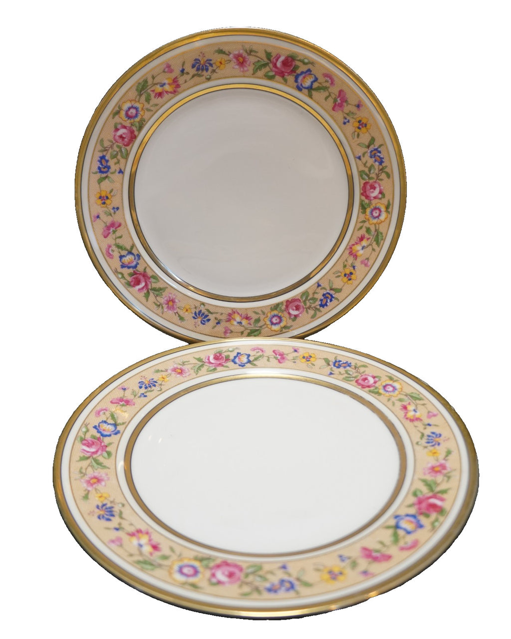 Charles Ahrenfelt Limoges France Floral Salad Plates Pair Cowell & Hubbard Co