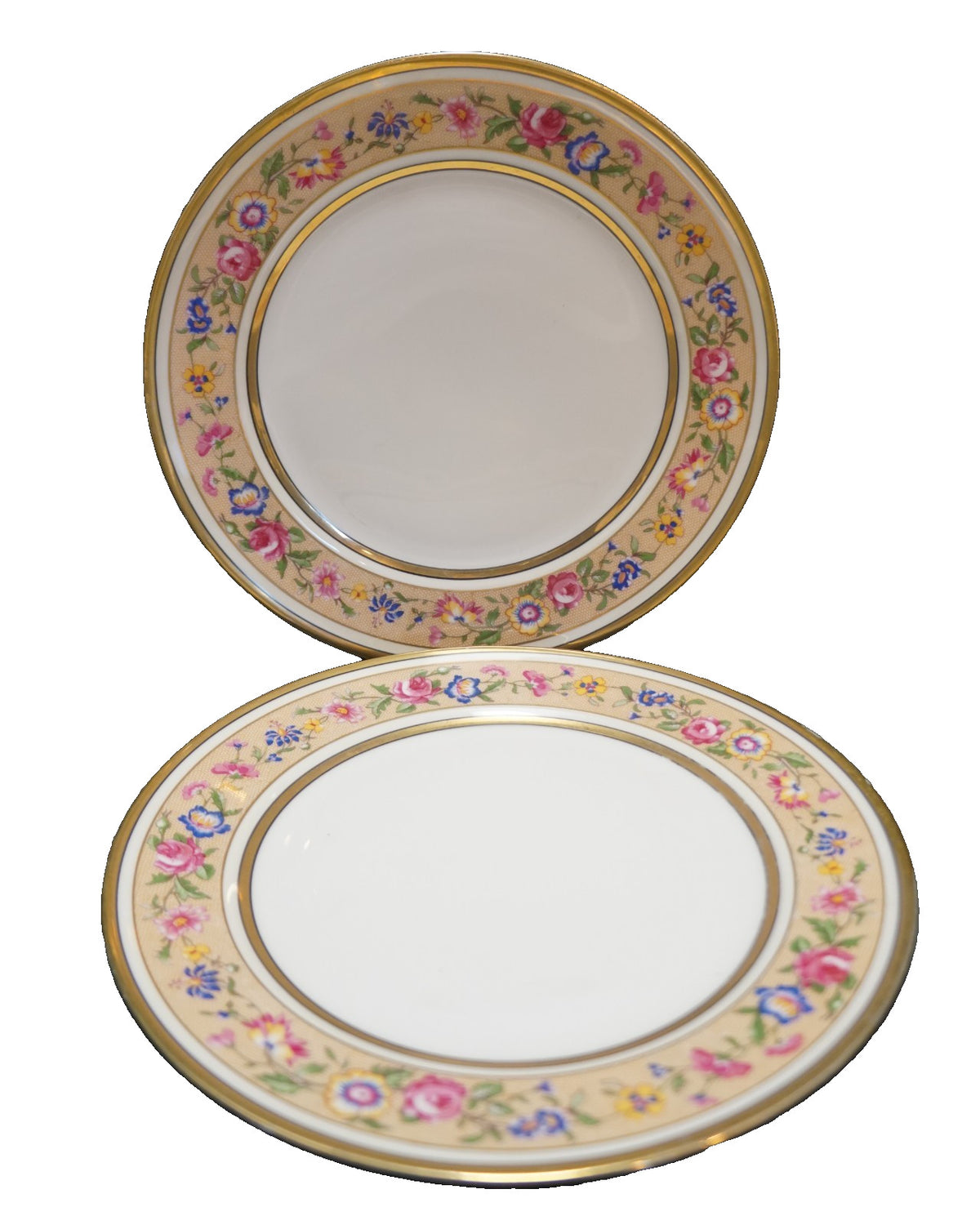 Charles Ahrenfelt Limoges France Floral Salad Plates Pair Cowell & Hubbard Co
