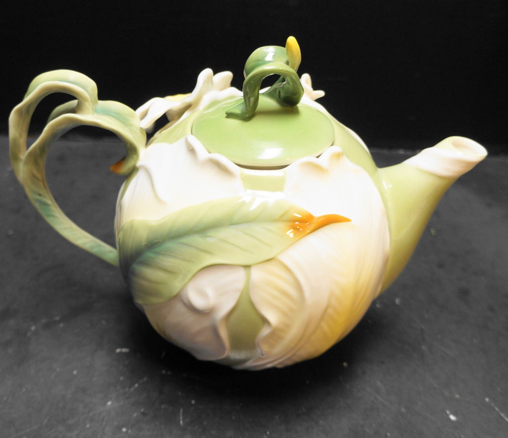 Pier 1 Ginger Lily Teapot Hand Painted Porcelain