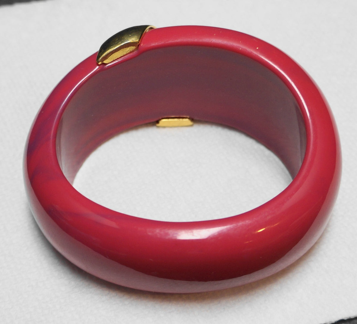 Raspberry Pink Purple Marbled Chunky Lucite Bangle Bracelet