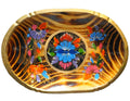 Mexican Batea Hand Painted Bright Flowers Wood Oval Tray Folk Art