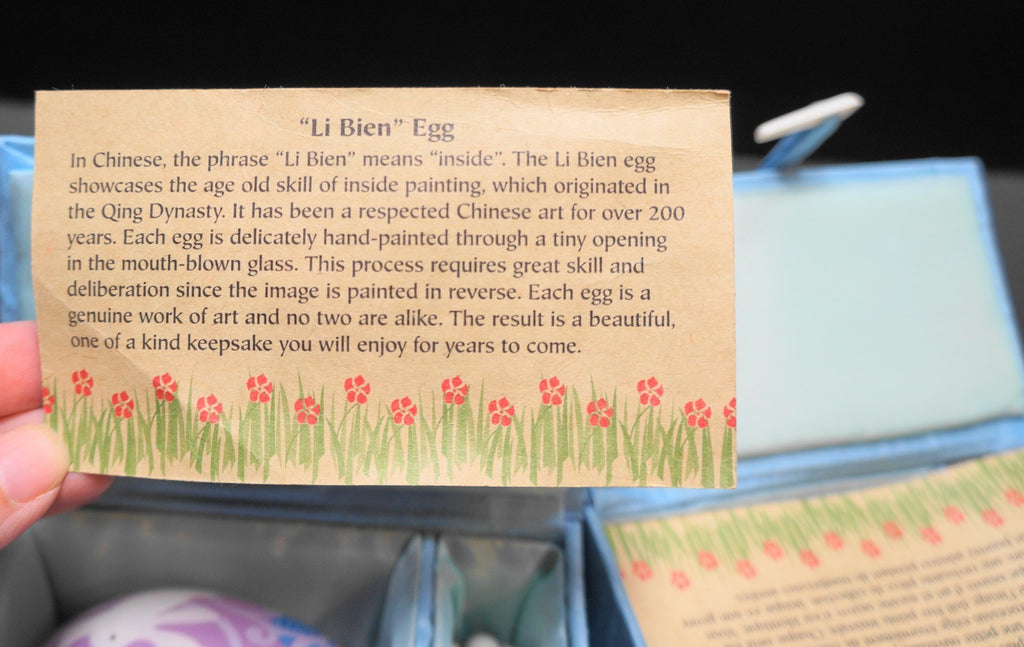 Pier 1 Le Bien Reverse Painted Spring Easter Egg Bunnies Glass Figurines Pair